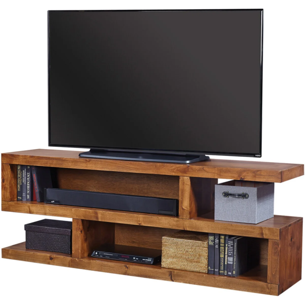 Contemporary Alder 74″ Open S Console DL1075GRP Entertainment Stands Aspen Home 8
