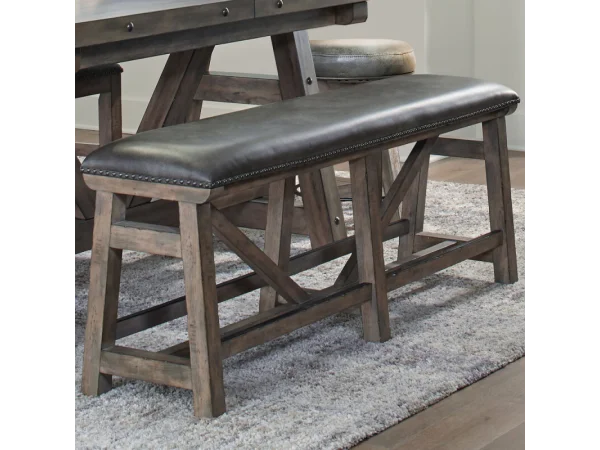 Lodge Dining Bench Counter Upholstered 60 In. Chairs & Benches Brown 4
