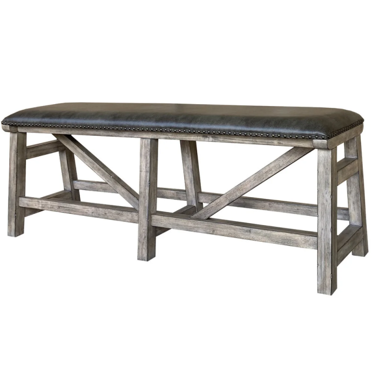 Lodge Dining Bench Counter Upholstered 60 In. Chairs & Benches Brown 6