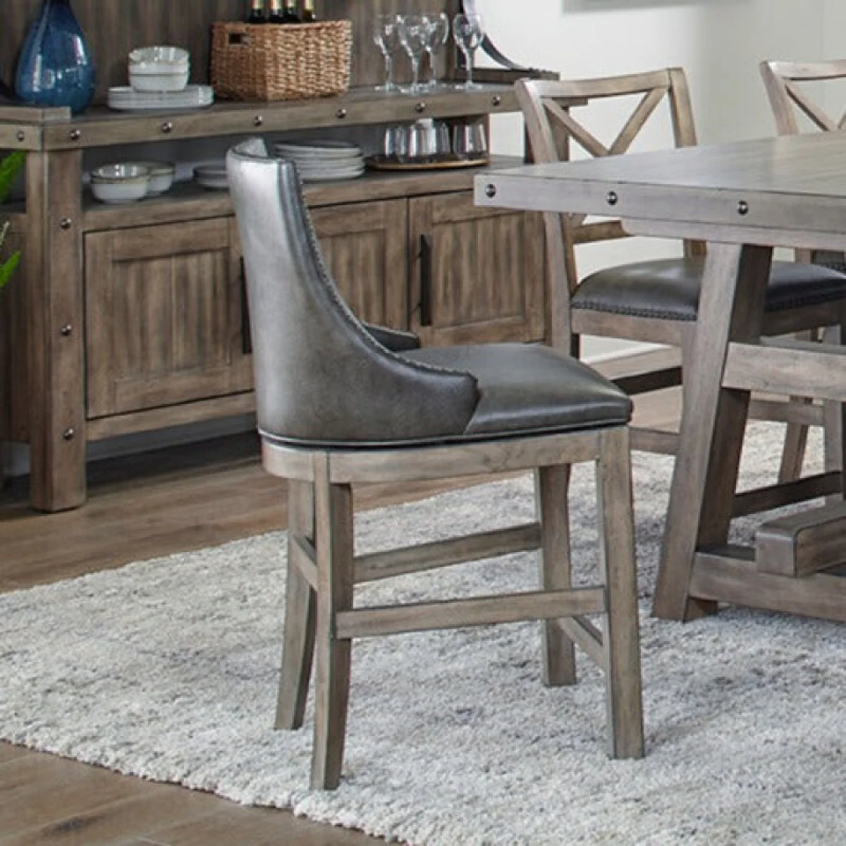 Lodge Dining Swivel Counter Sling Chair (2/ctn Sold In Pairs) Chairs & Benches Brown 4