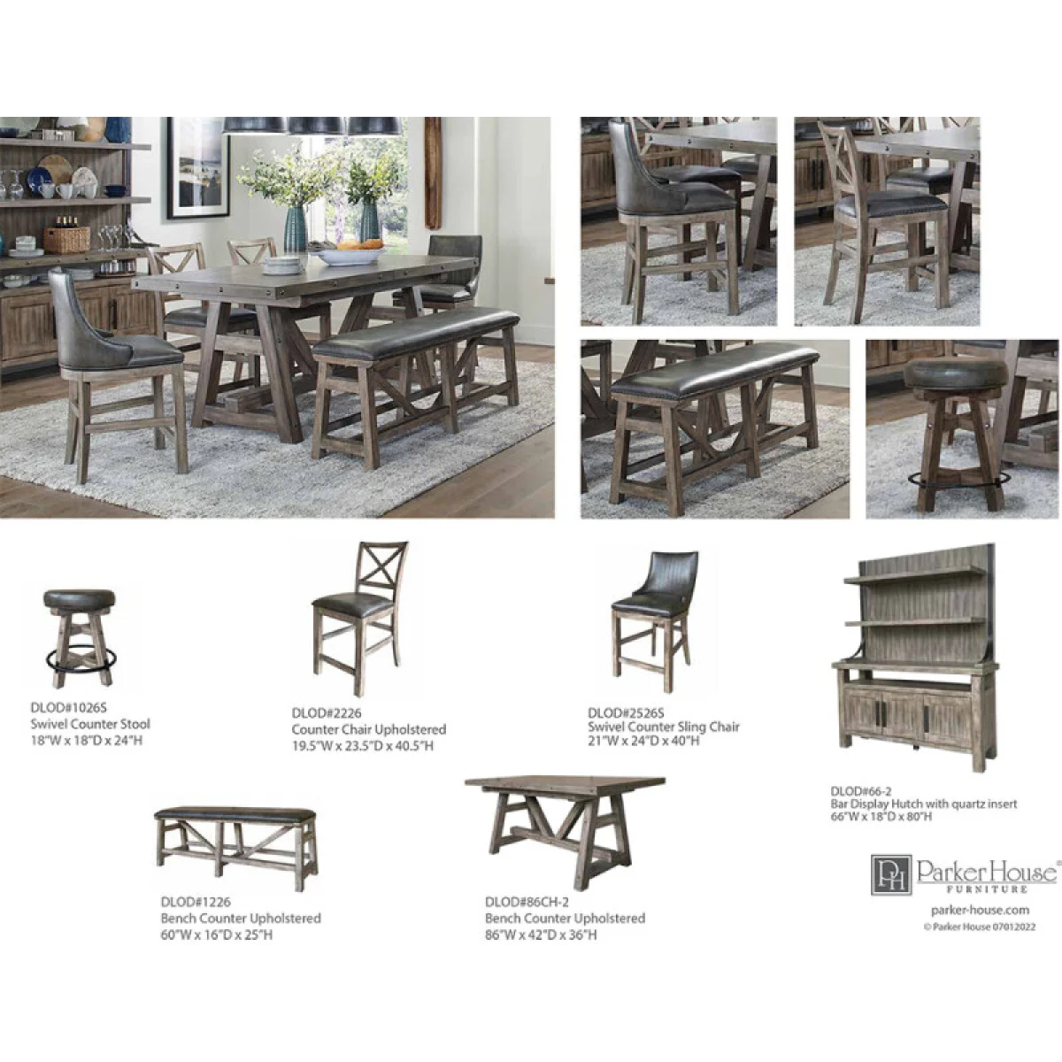 Lodge Dining Swivel Counter Sling Chair (2/ctn Sold In Pairs) Chairs & Benches Brown 8