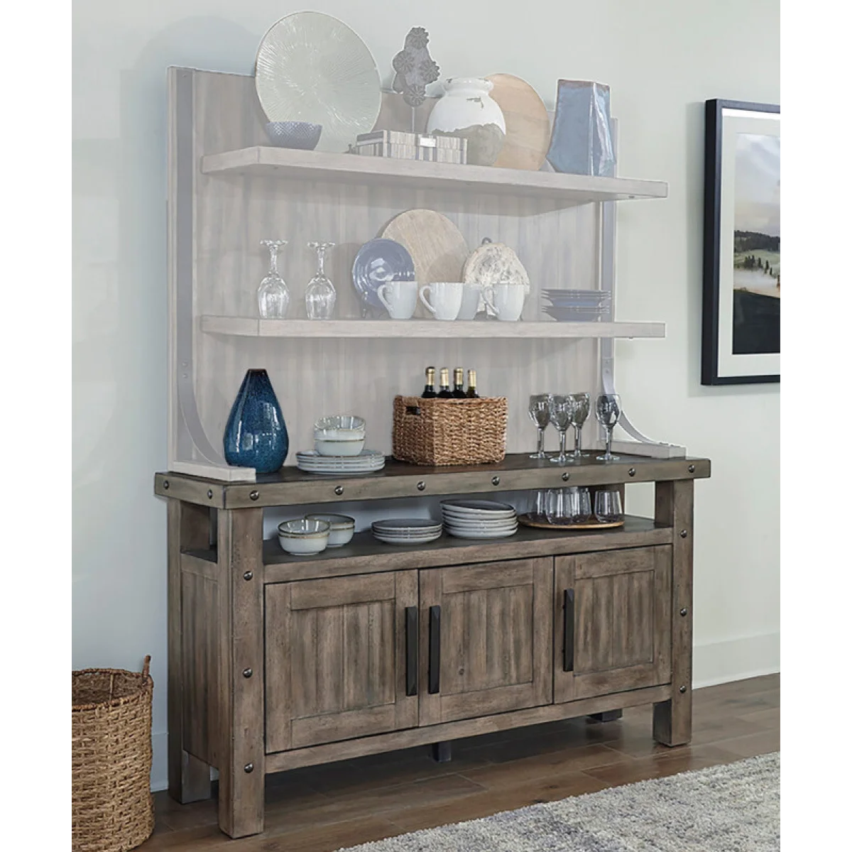 Lodge Dining Buffet Server 66 In. X 18 In. Dining Storage Brown 4