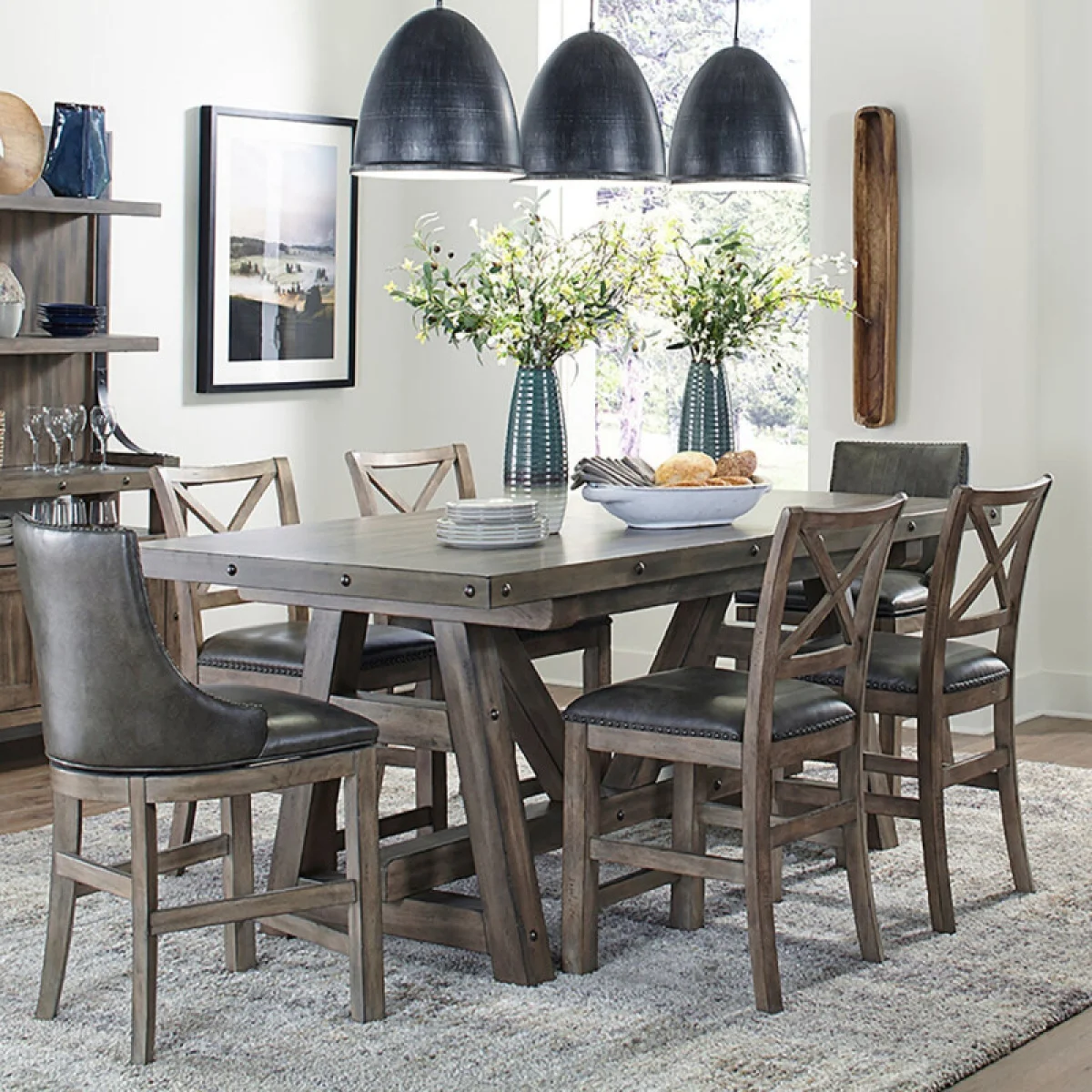 Lodge Dining Dining Counter Height Table 86 In. X 42 In. To 110 In, (24 In Butterfly Leaf) Dining Tables Brown 4