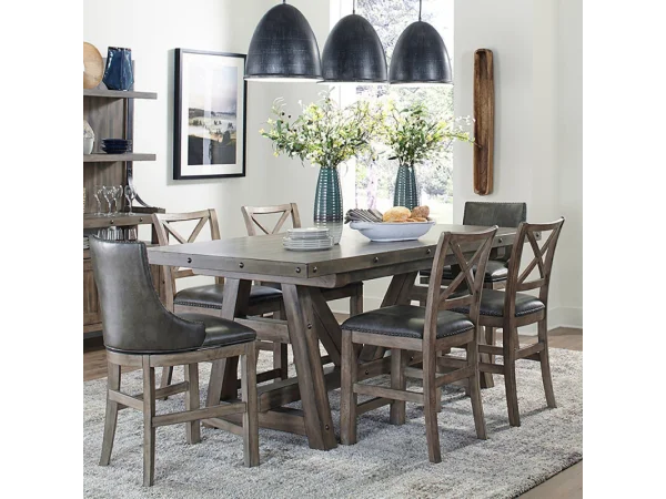 Lodge Dining Dining Counter Height Table 86 In. X 42 In. To 110 In, (24 In Butterfly Leaf) Dining Tables Brown