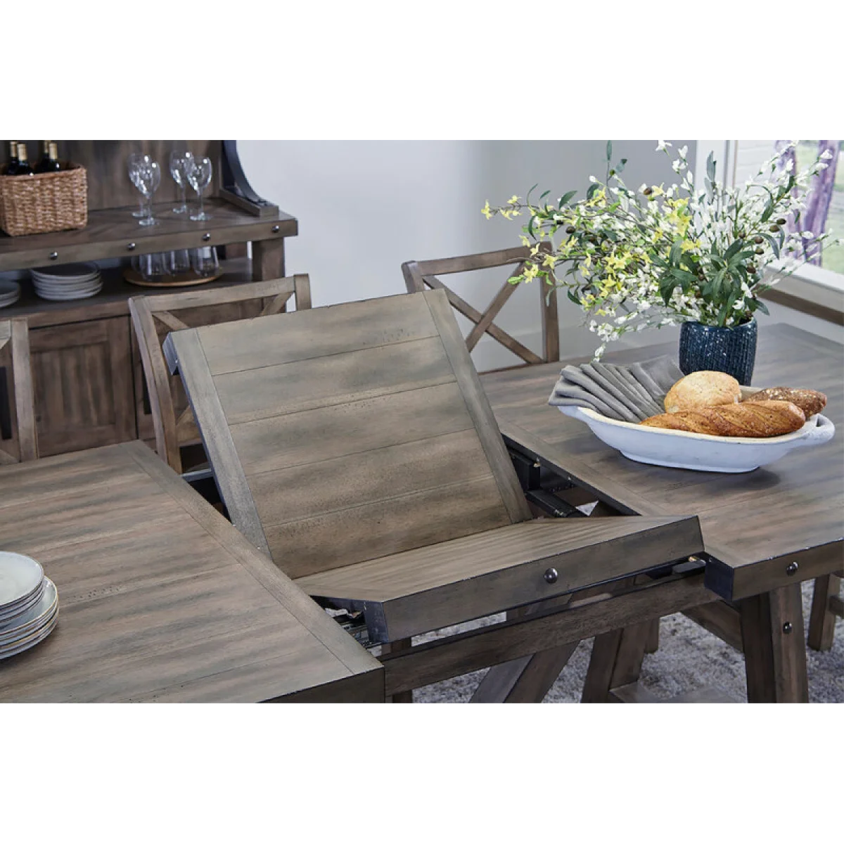 Lodge Dining Dining Counter Height Table 86 In. X 42 In. To 110 In, (24 In Butterfly Leaf) Dining Tables Brown 10