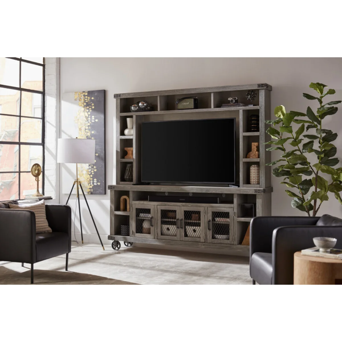 Industrial 84″ Console Entertainment Stands Aspen Home 9