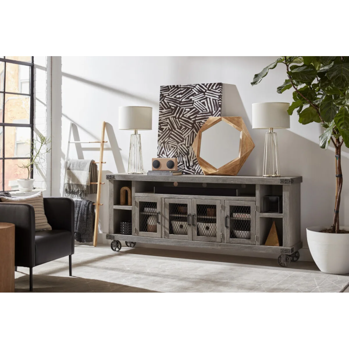 Industrial 84″ Console Entertainment Stands Aspen Home 10