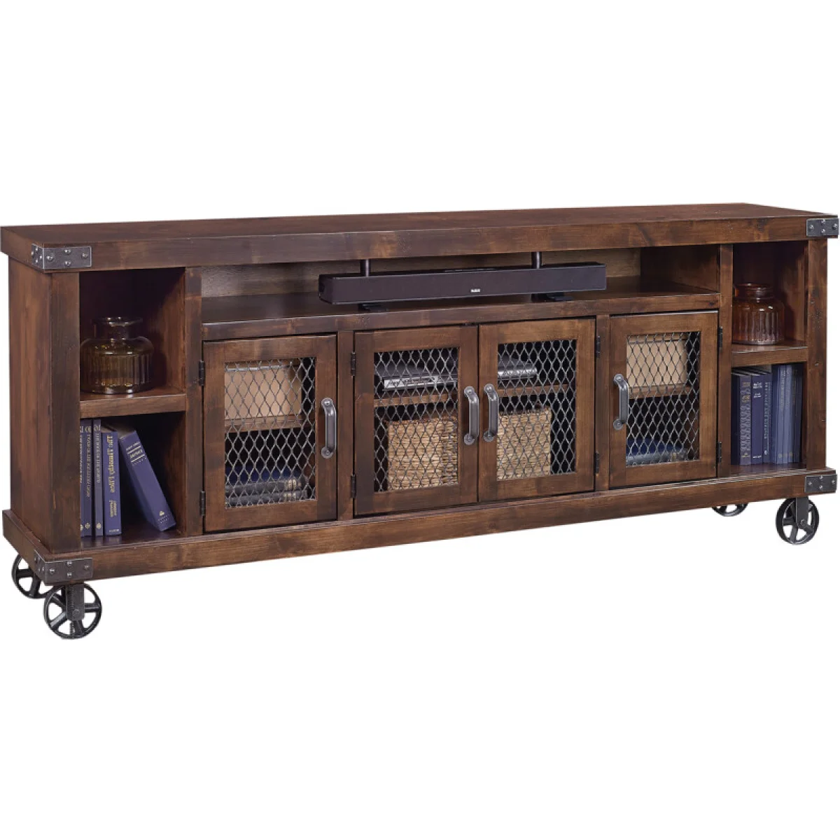 Industrial 84″ Console Entertainment Stands Aspen Home 9