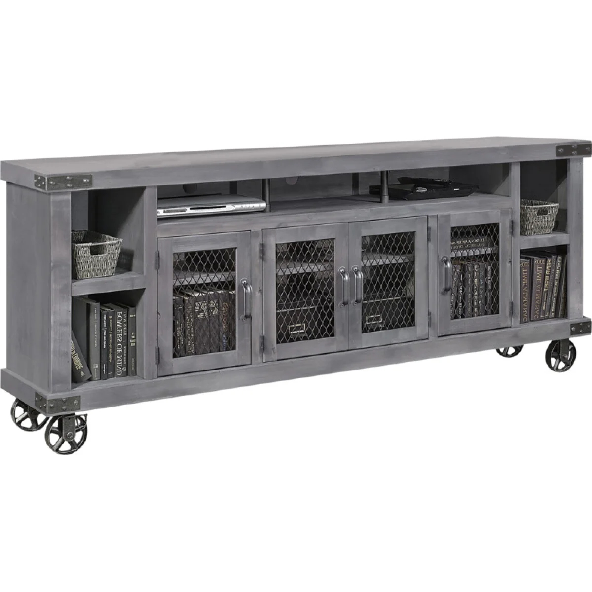 Industrial 84″ Console Entertainment Stands Aspen Home 10