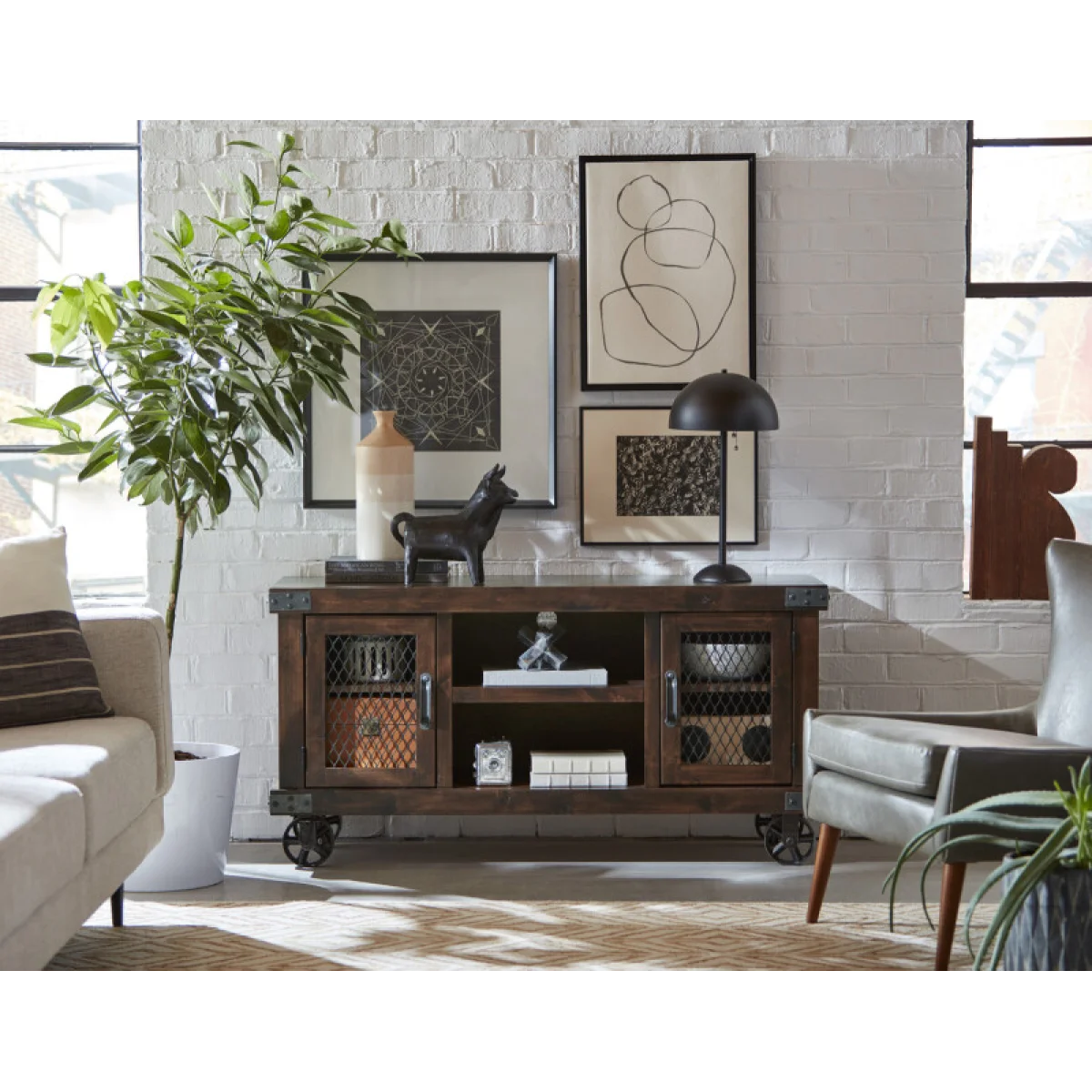 Industrial 55″ Console Entertainment Stands Aspen Home 6