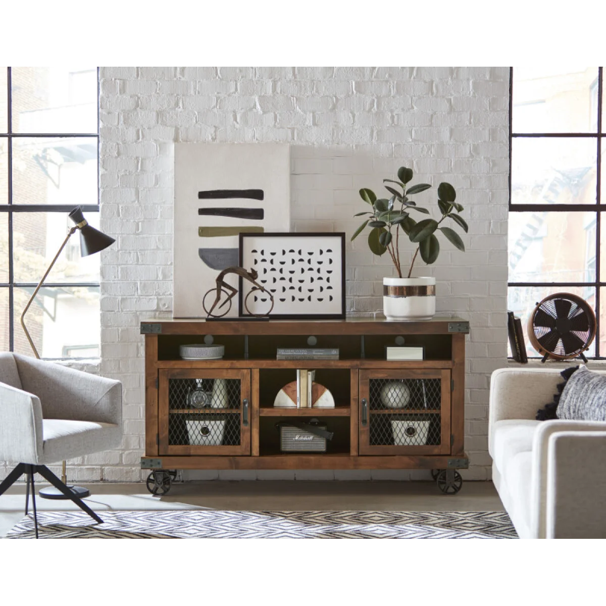 Industrial 65″ Console DN1065-FRT Entertainment Stands Aspen Home 6