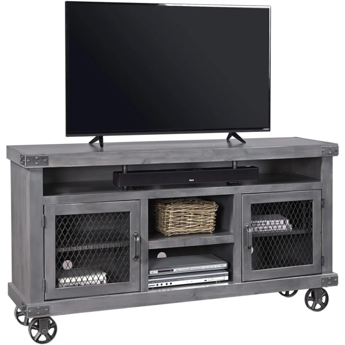Industrial 65″ Console Entertainment Stands Aspen Home 7