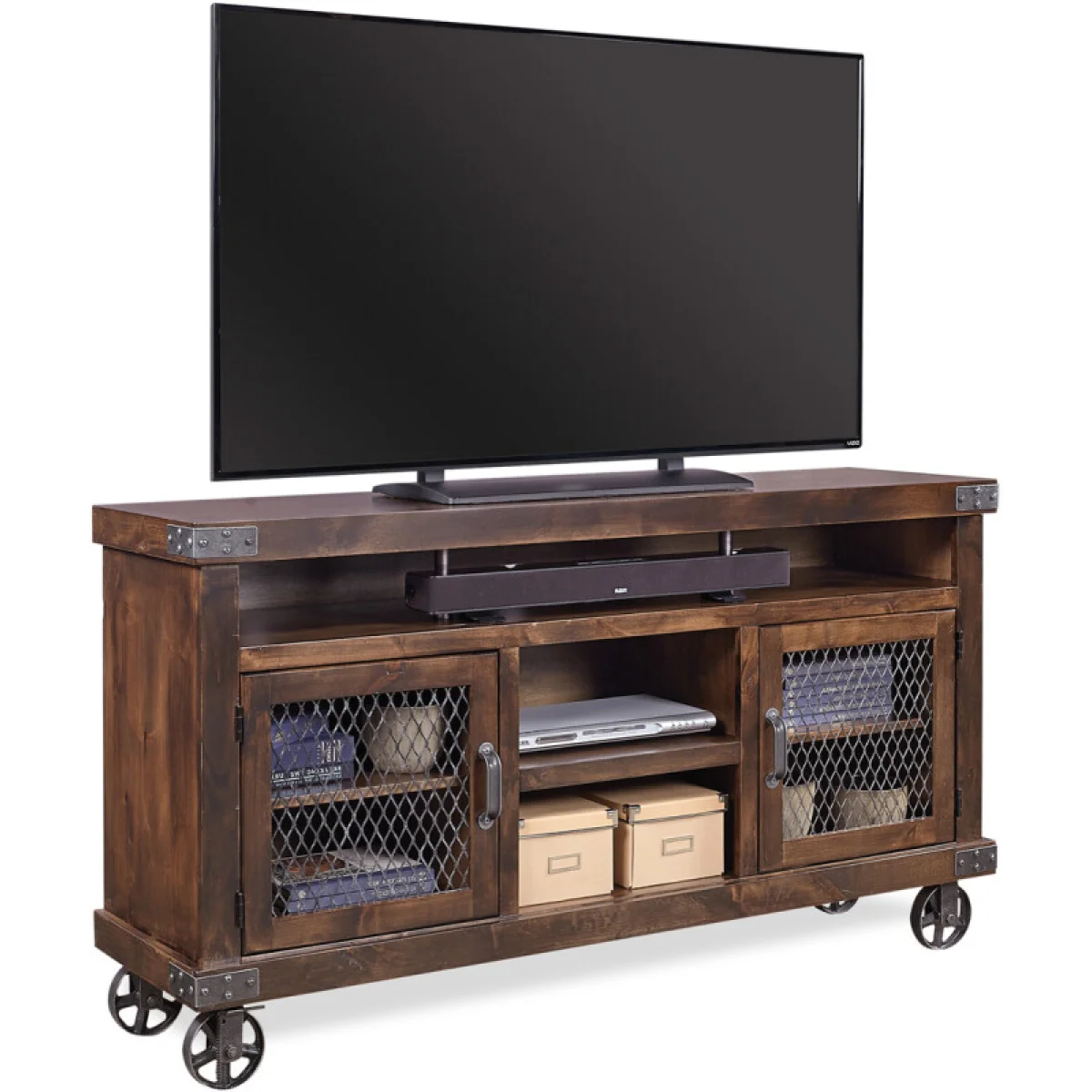 Industrial 65″ Console Entertainment Stands Aspen Home 8