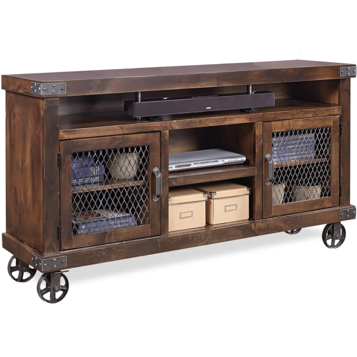 Industrial 65″ Console Entertainment Stands Aspen Home 11