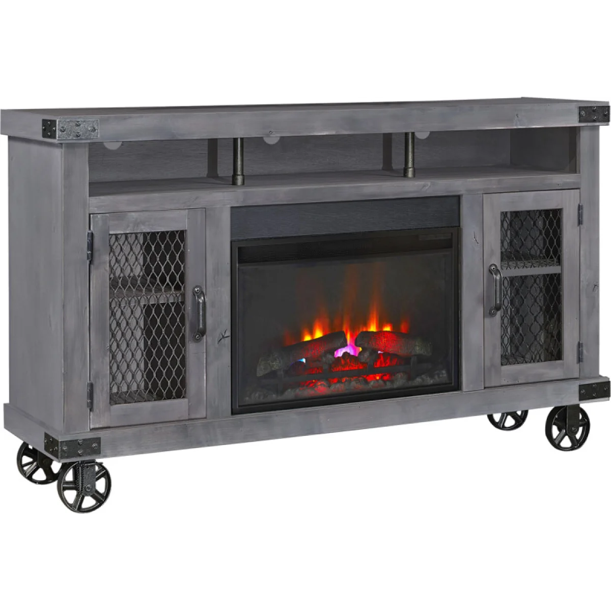 Industrial 62″ Highboy Fireplace Console DN1901-FRT Fireplaces Aspen Home 6
