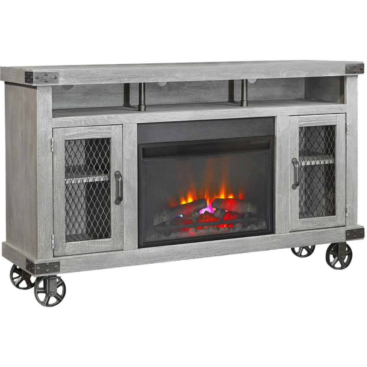 Industrial 62″ Highboy Fireplace Console Fireplaces Aspen Home 7