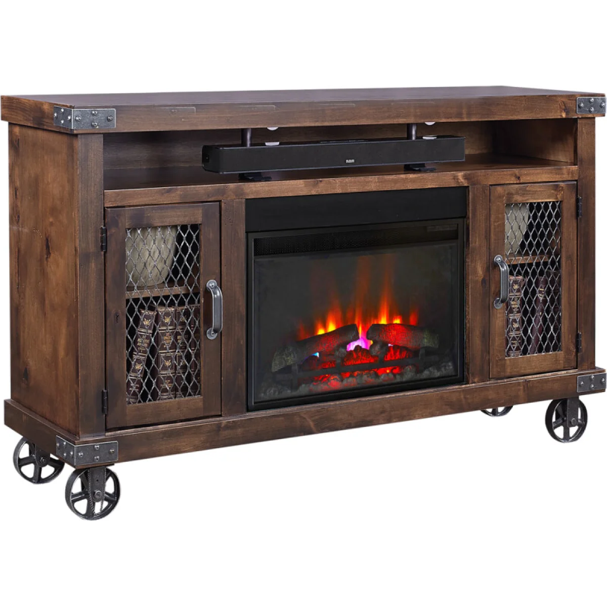 Industrial 62″ Highboy Fireplace Console Fireplaces Aspen Home 8