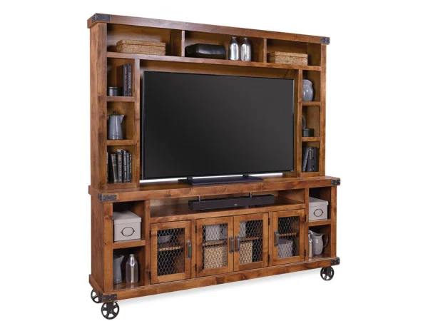 Industrial 85″ Console & Hutch DN84GRP Entertainment Stands Aspen Home