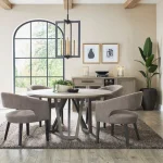 Pure Modern Dining 60 In. Round Table W/ Wood Base Dining Tables Dining Tables 11