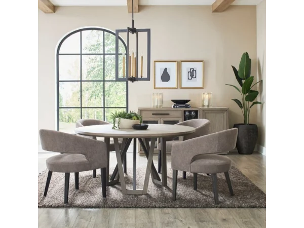 Pure Modern Dining 60 In. Round Table W/ Wood Base Dining Tables Dining Tables