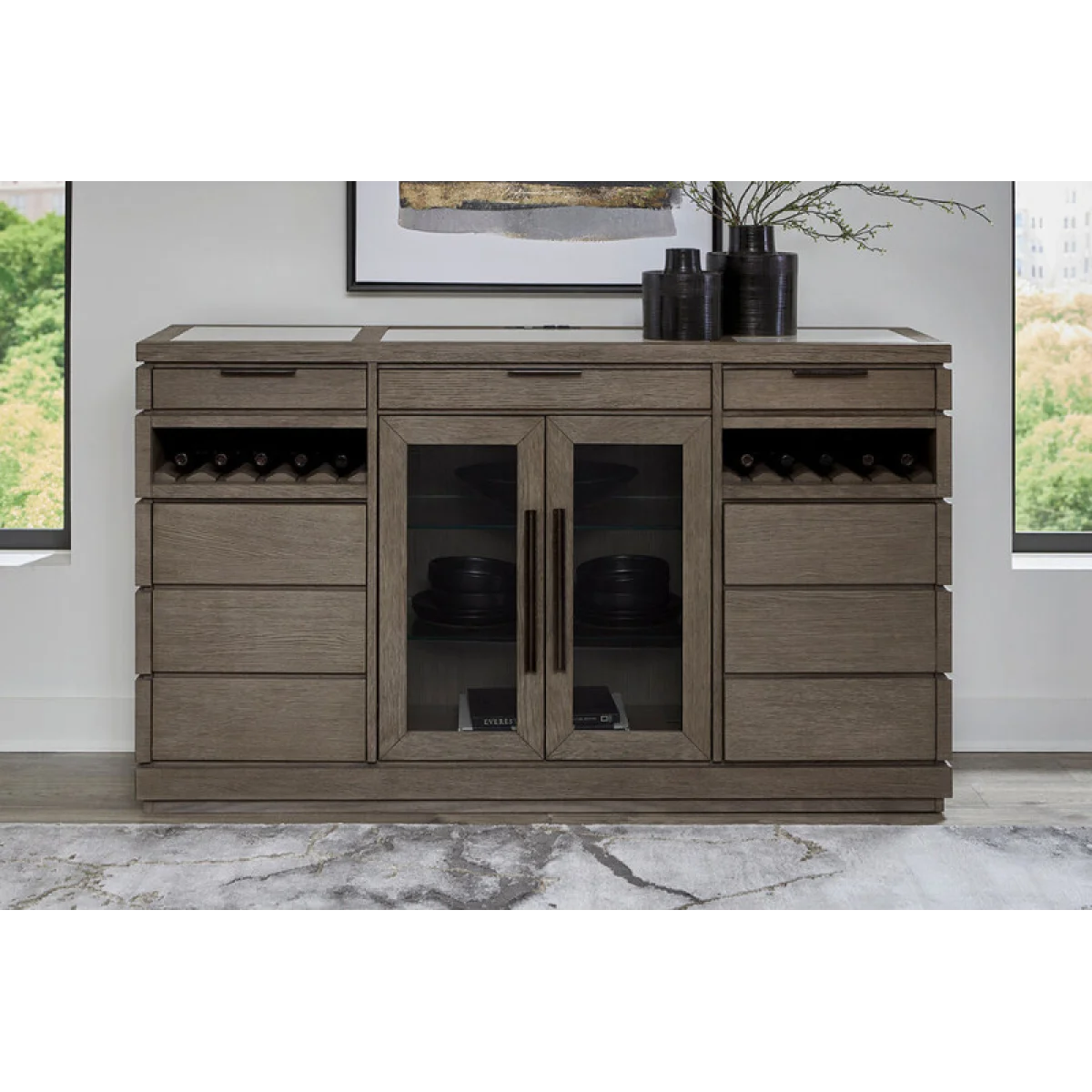 Pure Modern Dining Buffet Server Dining Storage Brown 6