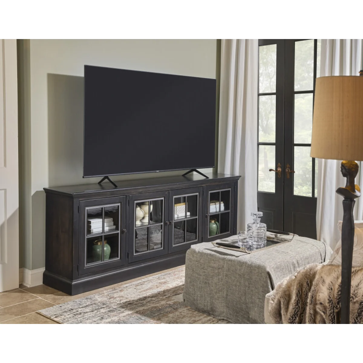 Churchill 84″ Console W/ 4 Doors DR1260-GRY Entertainment Stands Aspen Home 10