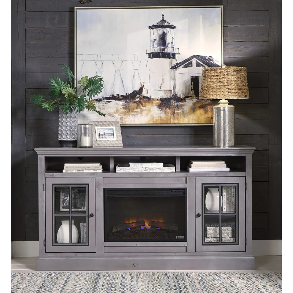 Churchill 70″ Highboy Fireplace Console DR1954-GRY Fireplaces Aspen Home 6