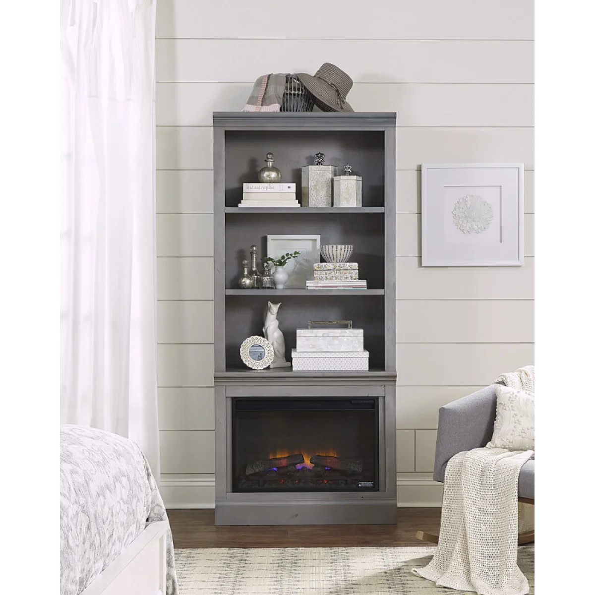 Churchill 74″ Fireplace Display Case DR3472F12-GRY Fireplaces Aspen Home 6