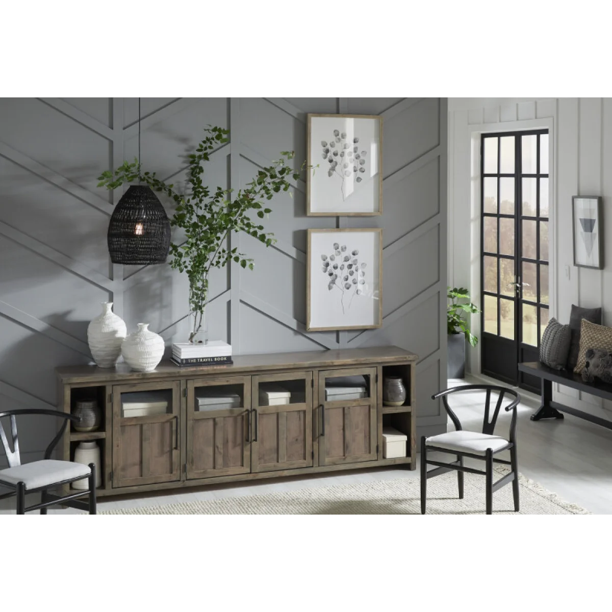 Finnegan 98″ Console W/ 4 Doors DTT1270-SBR Entertainment Stands Aspen Home 6