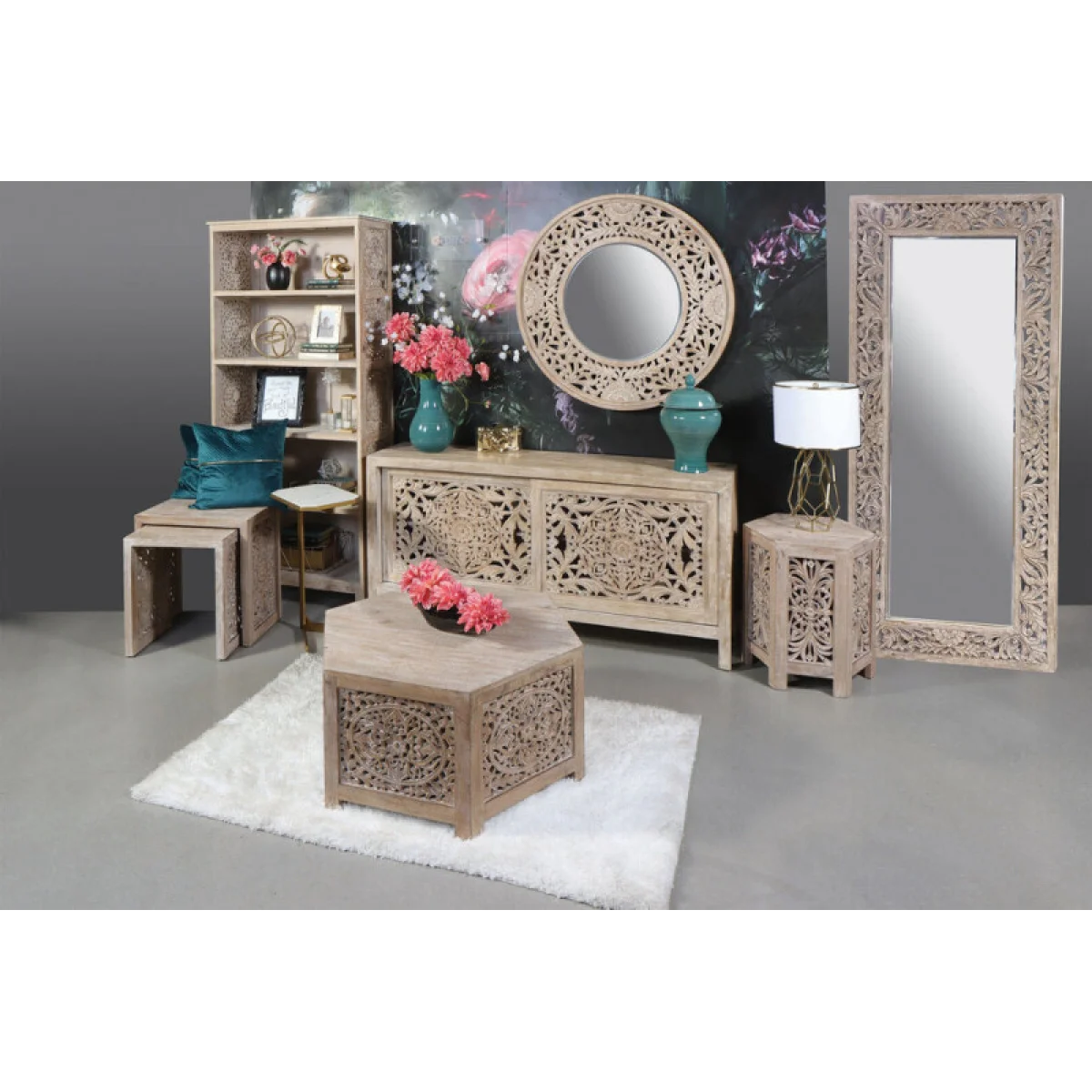 Crossings Eden 68 In. Tv Console Entertainment Stands Cream 6