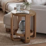 Escape Round End Table With Shelf End tables Brown 20