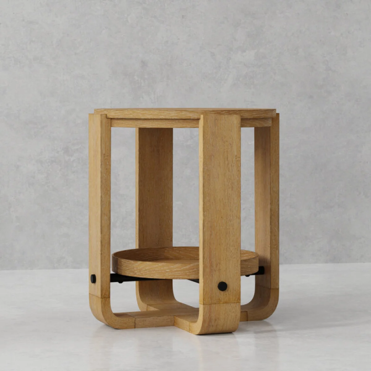 Escape Round End Table With Shelf End tables Brown 9