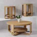Escape Round End Table With Shelf End tables Brown 33