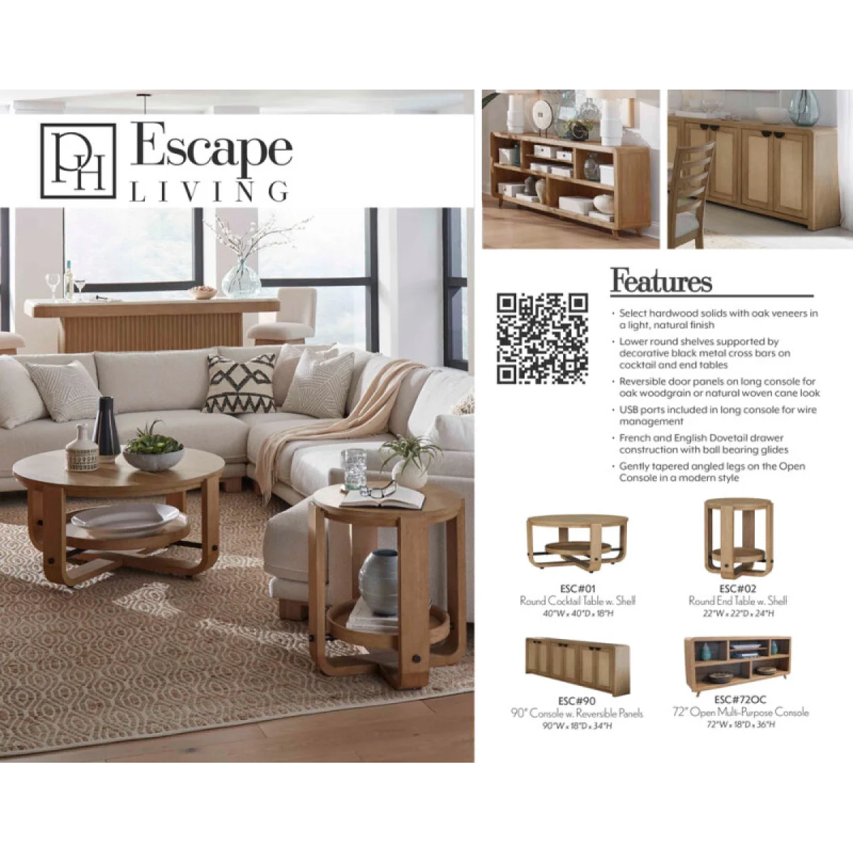 Escape Round End Table With Shelf End tables Brown 19
