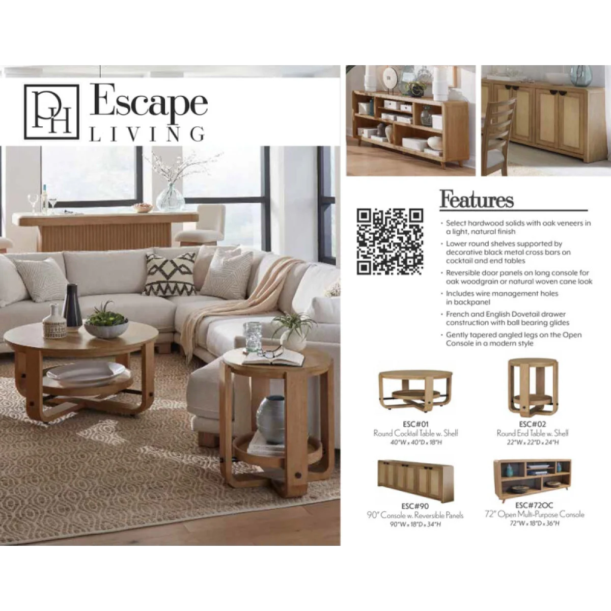 Escape 90″ Console With Reversible Door Panels Entertainment Stands Brown 12