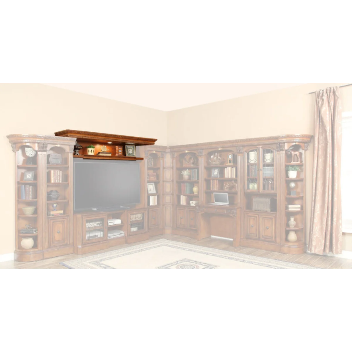 Huntington Exp. Bridge, Shelf And Backpanel Desks Antique Vintage Pecan 4