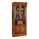 Huntington 32 In. Glass Door Cabinet Bookcases Antique Vintage Pecan 14