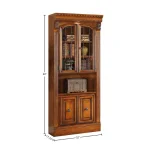 Huntington 32 In. Glass Door Cabinet Bookcases Antique Vintage Pecan 15