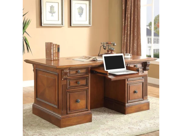 Huntington Double Pedestal Executive Desk Desks Antique Vintage Pecan