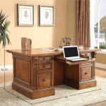 Huntington Double Pedestal Executive Desk Desks Antique Vintage Pecan 15