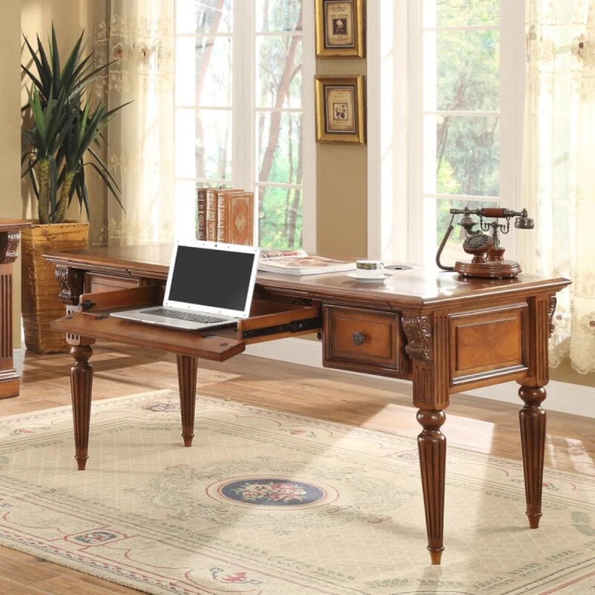 Huntington Writing Desk Desks Antique Vintage Pecan 4