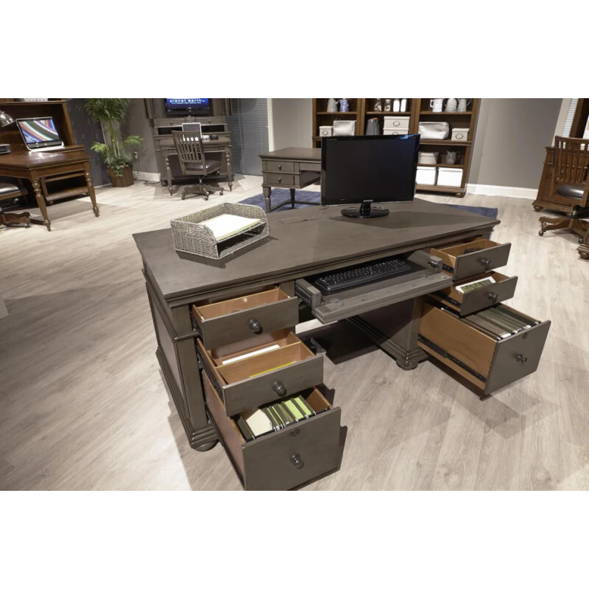 Oxford 66″ Executive Desk Desks Aspen Home 11