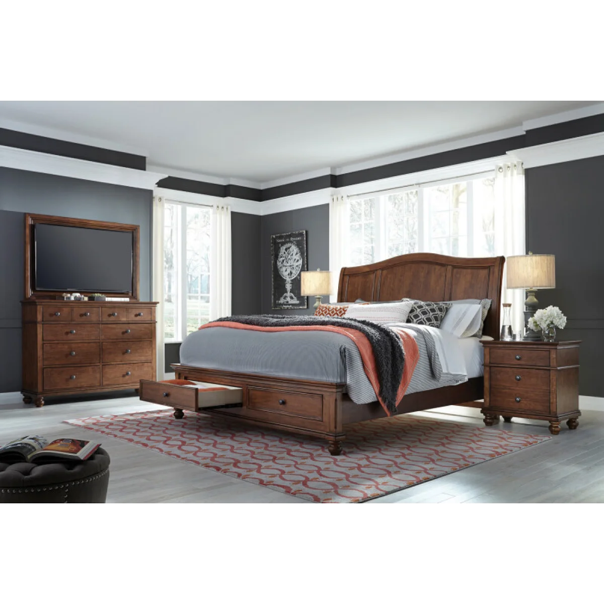 Oxford Sleigh Bed I07BRGRP15 Beds Aspen Home 8