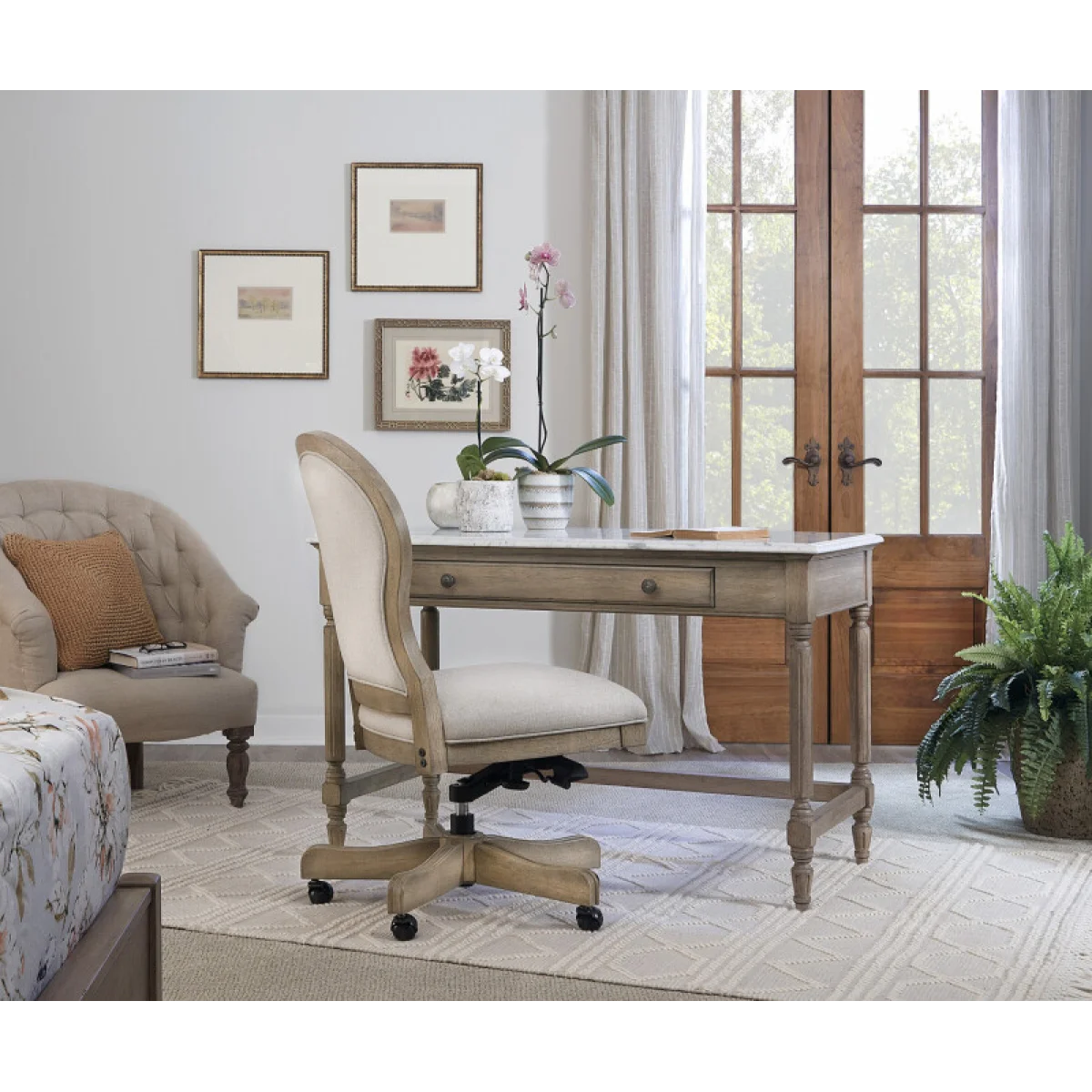 Provence Writing Desk W/ Marble Top Desks Aspen Home 6