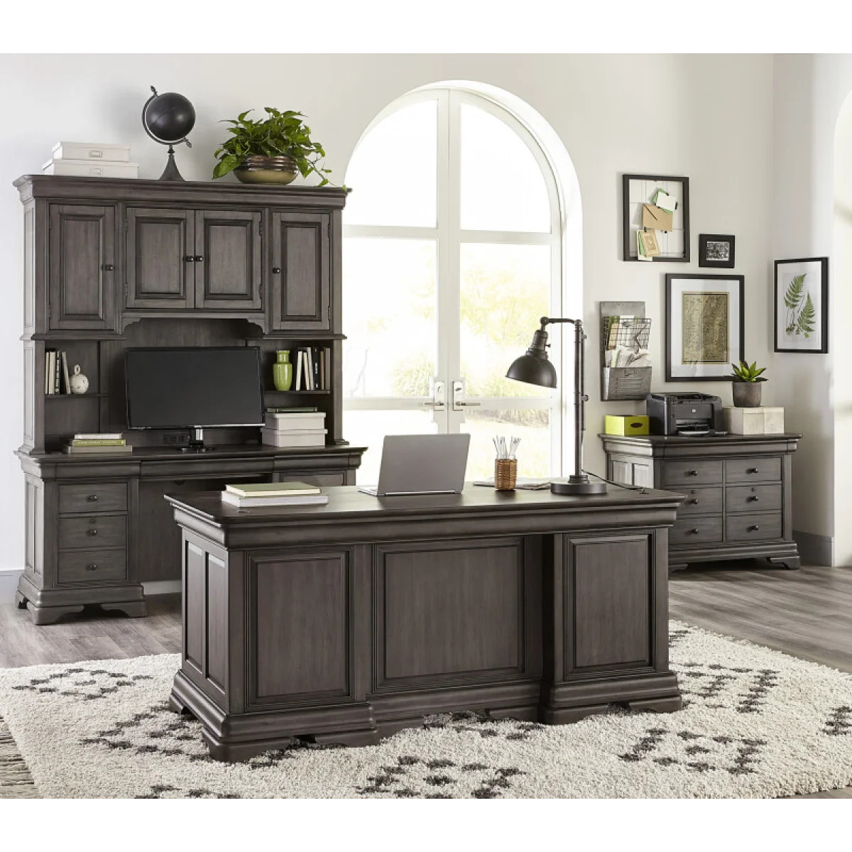 Sinclair 68″ Credenza Desk Desks Ash Grey 6