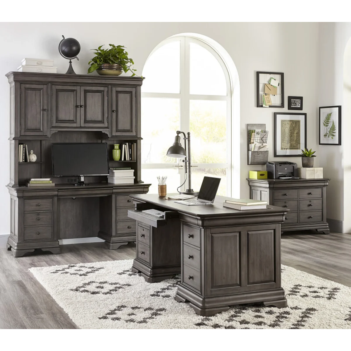 Sinclair 68″ Credenza Desk Desks Ash Grey 7