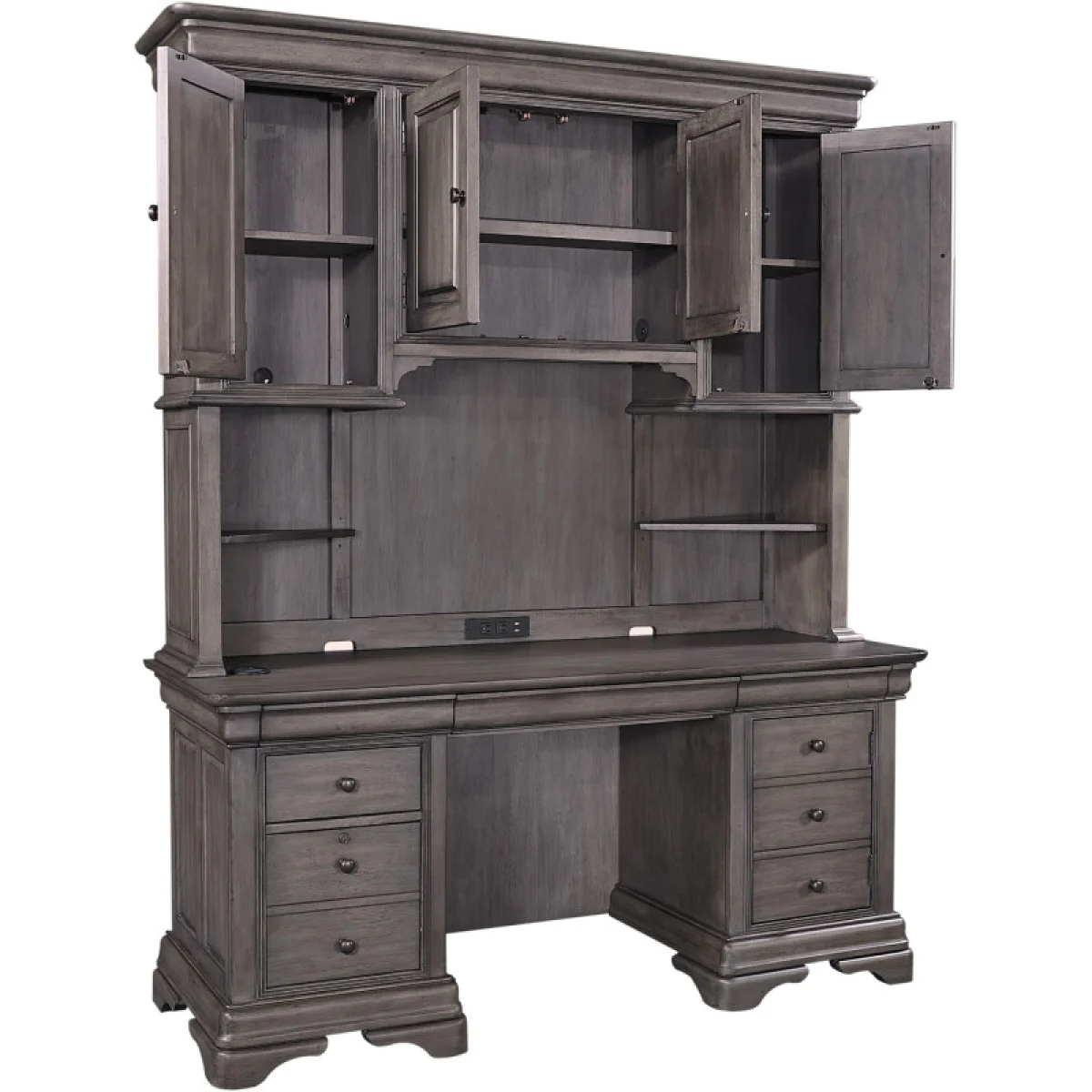 Sinclair Credenza & Hutch I224HOGRP2 Desks Ash Grey 9