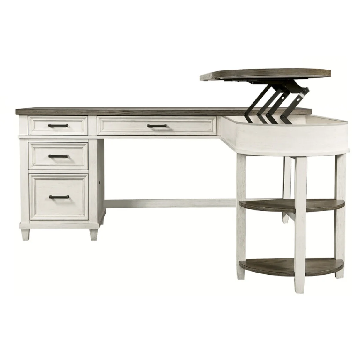 Caraway Single Ped Desk Hutch Desks Aged Ivory 20