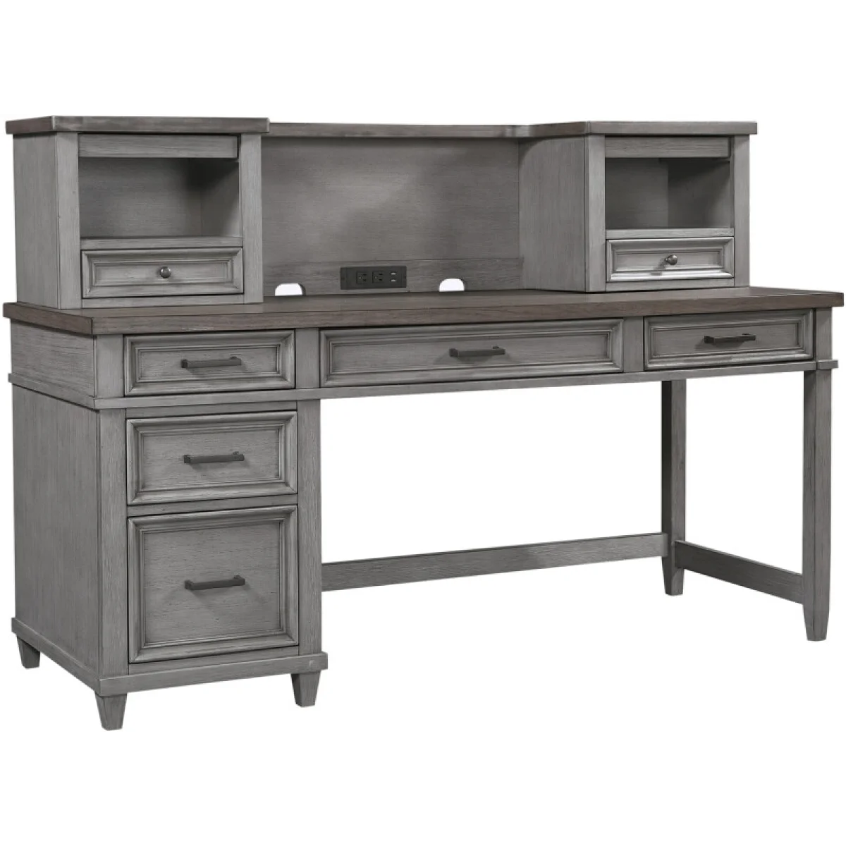 Caraway Single Ped Desk Hutch Desks Aged Slate 6
