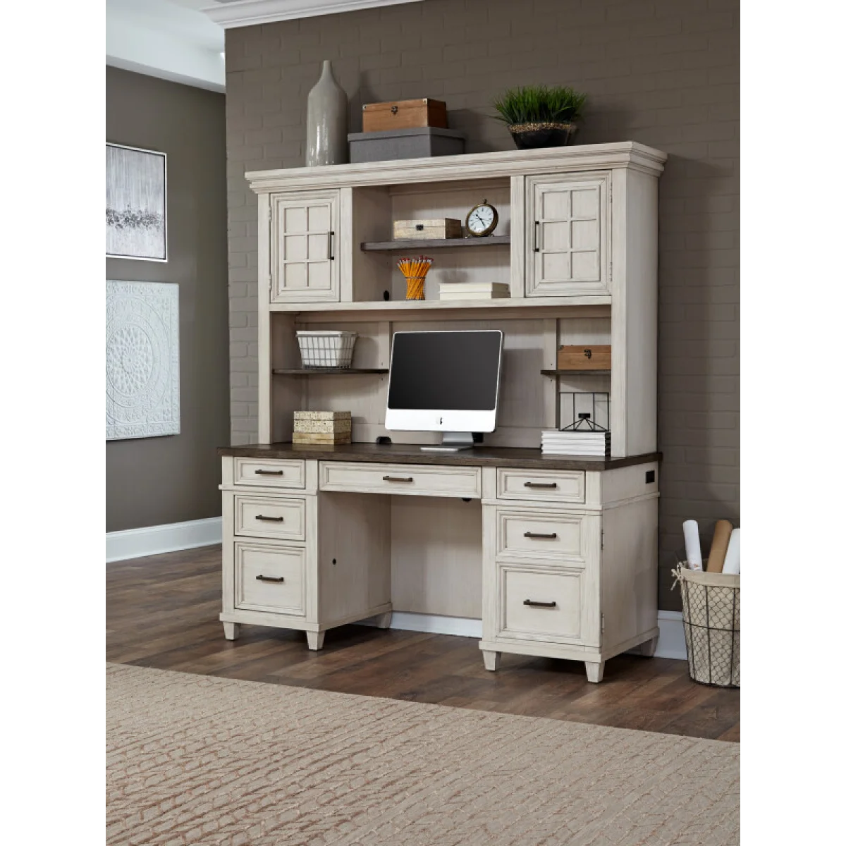 Caraway Credenza Desk Desks Aged Ivory 7